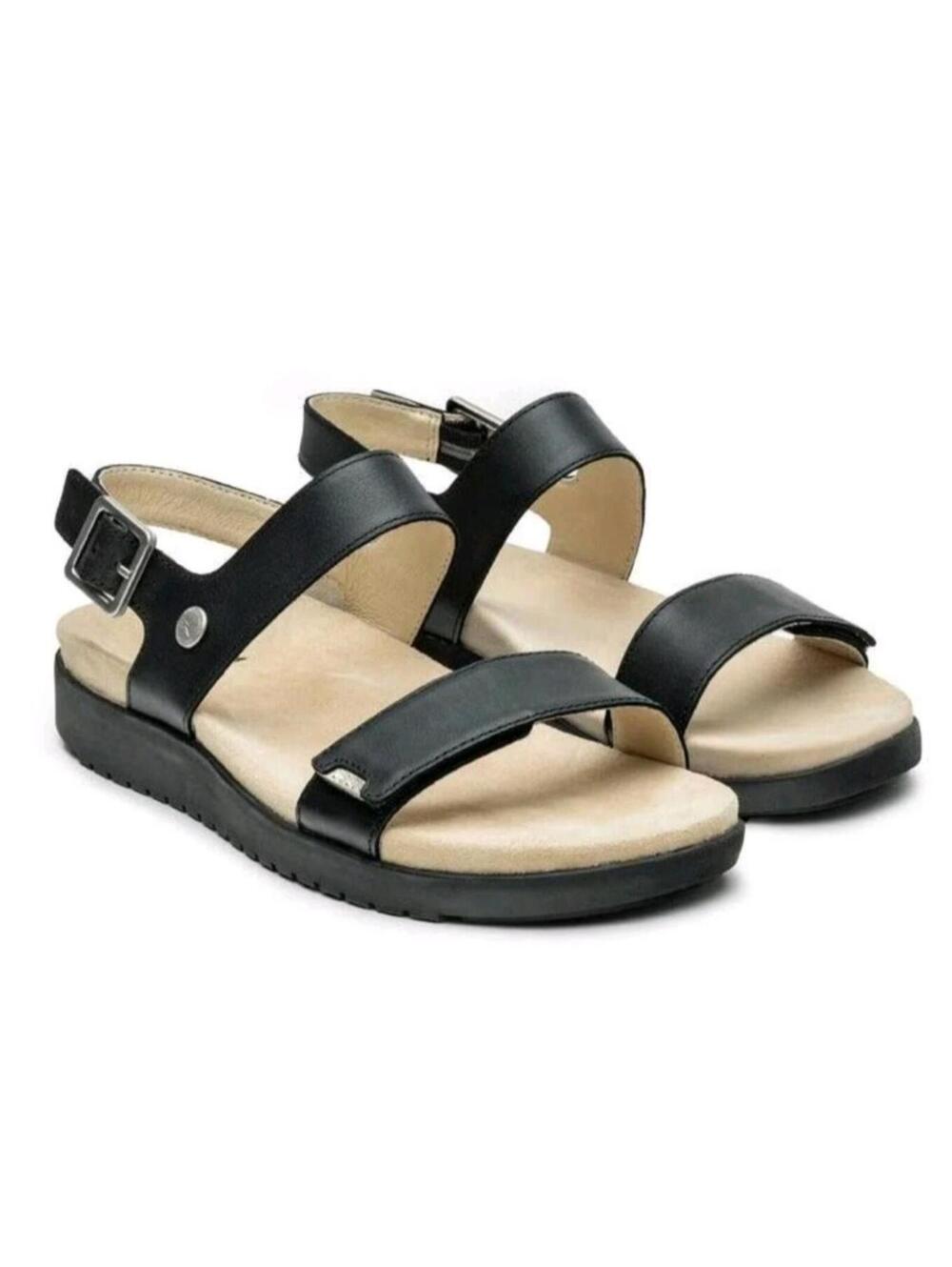 Kuru Glide Black Beach Walking Outdoor Leather Strappy Sandals Women's Size 9